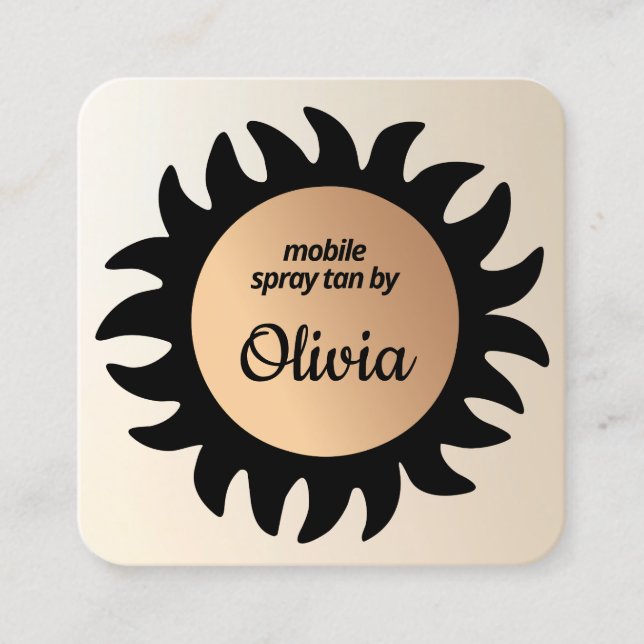 Carte De Visite Carré Spray Tan Cuivre Sun Rays Carré B (Devant)