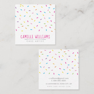 Carte De Visite Carré SPRINKLES moderne joli motif à motif coloré fête