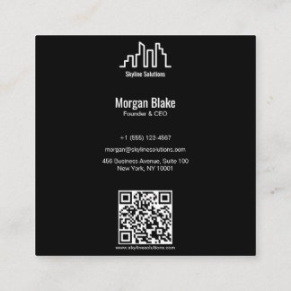 Carte De Visite Carré Square Business Card with Minimalist Dark Design