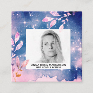 Carte De Visite Carré *~* Stars Chic Pink Blue Hair Model Actrice PHOTO