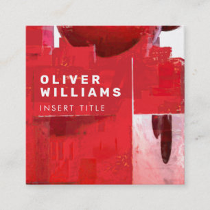 Carte De Visite Carré Structure Abstraite rouge professionnelle moderne