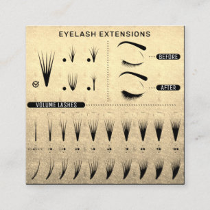 Carte De Visite Carré Studio D'Extension Eyelash Boutique Gold Black Mod