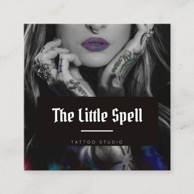 Carte De Visite Carré Studio Tattoo / Artiste Tattoo (Devant)