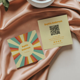 Carte De Visite Carré Style les années 70 en gras avec code QR personnal