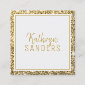 Carte De Visite Carré STYLE MINIMAL simple bordure or parties scintillan