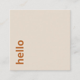 Carte De Visite Carré Style moderne beige orange minimaliste hello typog