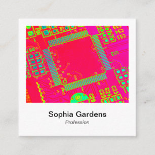 Carte De Visite Carré Style photo instantané - Circuitrie Abstraite colo