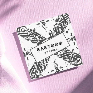 Carte De Visite Carré Style tatouage Calligraphie Cool Typographie moder