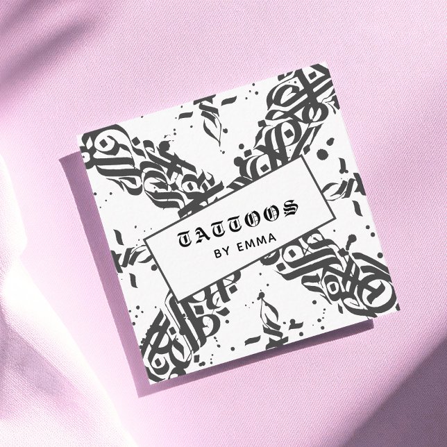 Carte De Visite Carré Style tatouage Calligraphie Cool Typographie moder (Créateur téléchargé)