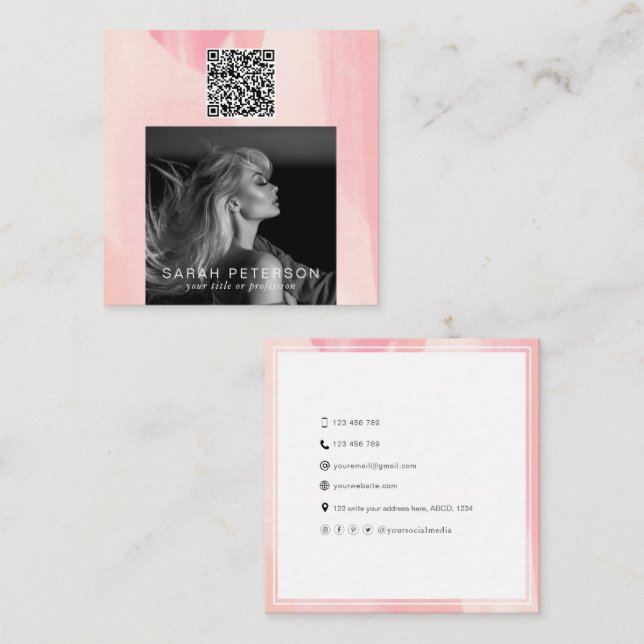 Carte De Visite Carré Stylish photo code QR modèles de danseurs personne (Devant / Derrière)