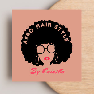 Carte De Visite Carré Styliste Afro Styliste Beauté Salon Blush Pink