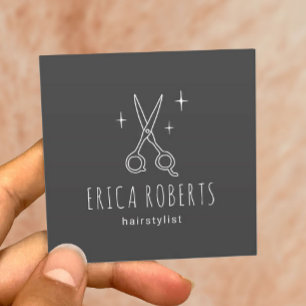 Carte De Visite Carré Styliste Cheveux Minimaliste Ciseau Beauté Salon S