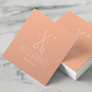 Carte De Visite Carré Styliste Cheveux Minimaliste Ciseaux Beauté Salon