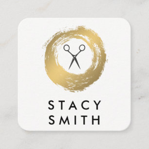 Carte De Visite Carré Styliste Chic Faux Gold Brossé Salon