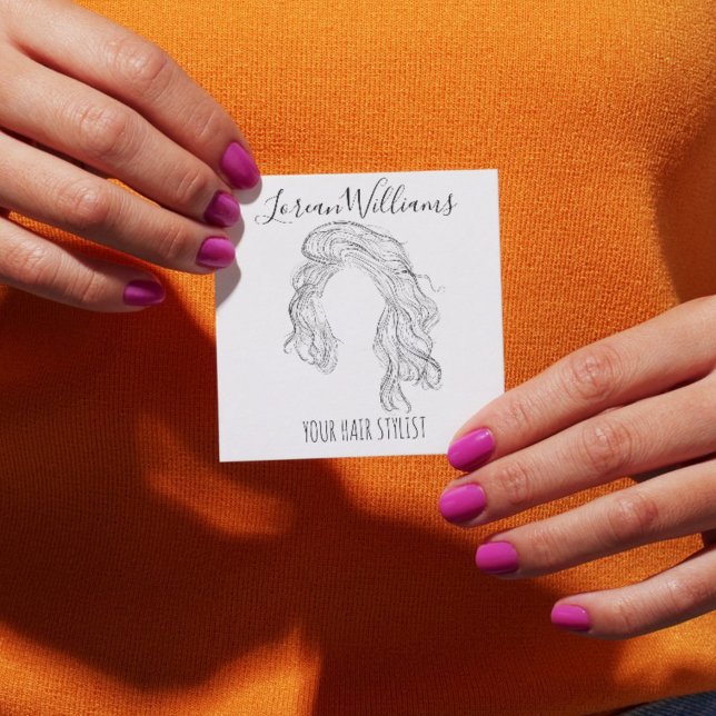 Carte De Visite Carré Styliste minimaliste des cheveux naturels longue v (Créateur téléchargé)