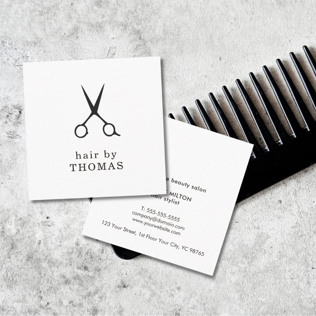 Carte De Visite Carré Styliste minimaliste élégante en noir et blanc (Créateur téléchargé)