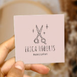 Carte De Visite Carré Stylo Cheveux Belle Ciseau Minimaliste Rose Bleu<br><div class="desc">Styliste Cheveux Scissor Minimaliste Dessin Beauté Salon de Cartes de visite Rose Bleu.</div>