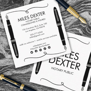 Carte De Visite Carré Stylo Fontaine Signature Logo Notaire Public Jurid