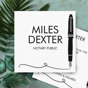Carte De Visite Carré Stylo Fontaine Signature Logo Notaire Public Jurid