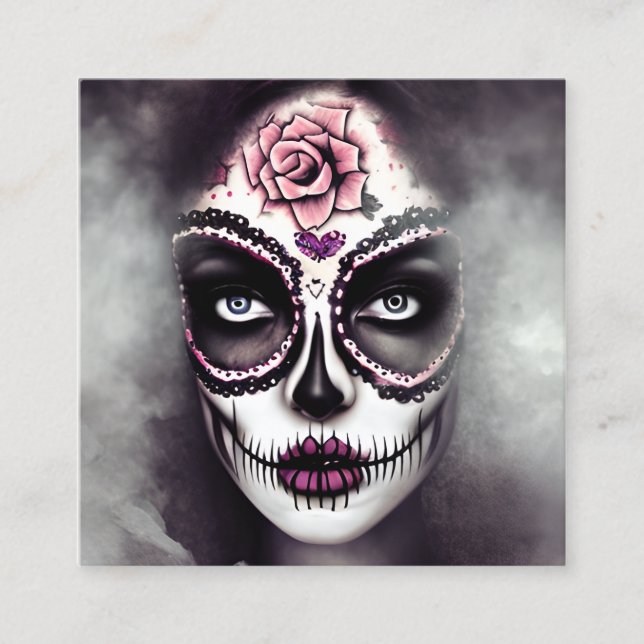 Carte De Visite Carré Sugar Skull Woman Dark Grunge Gothique Steampunk S (Devant)