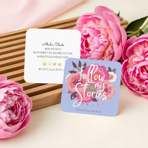 Carte De Visite Carré Suivez Mes Histoires Instagram Floral Social Media