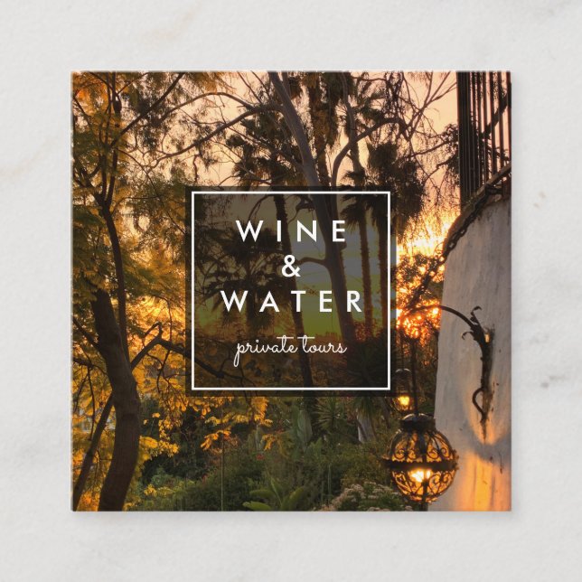 Carte De Visite Carré Sunset Glow California Garden Photo Tourisme (Devant)