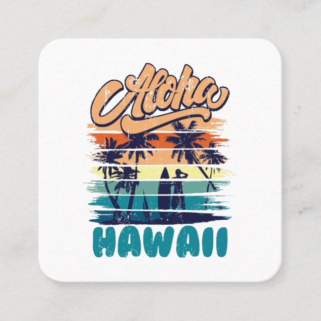 Carte De Visite Carré Surf - Aloha Hawaii (Devant)