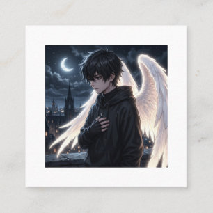 Carte De Visite Carré Sweat à capuche graphique avec garçon d'anime et a