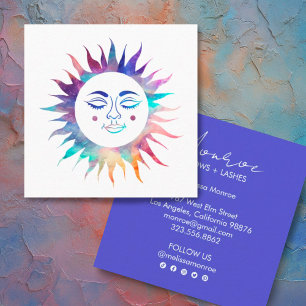 Carte De Visite Carré Sweet Sunshine Rainbow Boho Line Art Social Media