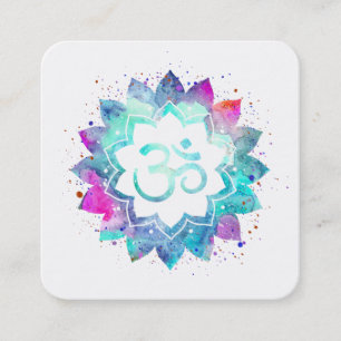 Carte De Visite Carré *~* Symbole de Lotus Spirituel Mandala Om Aum