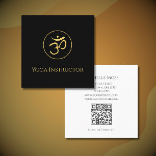 Carte De Visite Carré Symbole Om moderne Yoga Wellness Gold Noir