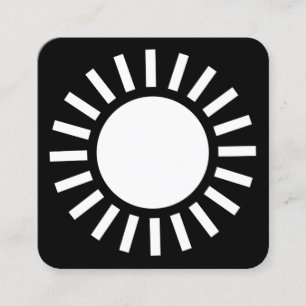Carte De Visite Carré Symbole Sun 02 - Blanc sur noir