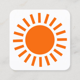 Carte De Visite Carré Symbole Sun 02 - Orange en blanc