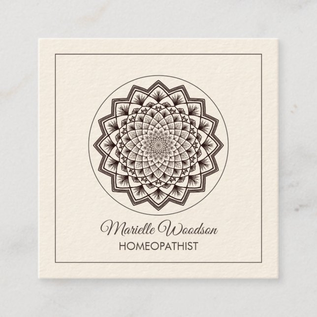 Carte De Visite Carré Symétrie de Mandala homéopathie | Blanc (Devant)