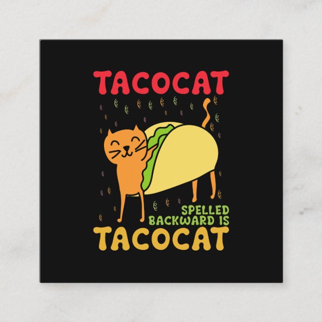 Carte De Visite Carré Tacocat épelé à l'envers Tacos Chats Cinco De Mayo (Devant)
