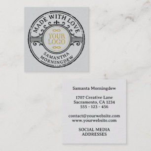 Carte De Visite Carré Tampon - VOTRE TEXTE & LOGO 1