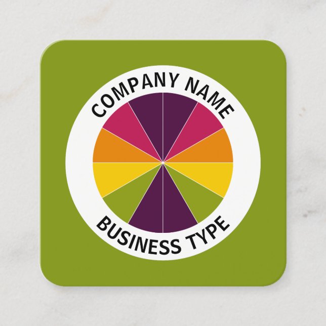 Carte De Visite Carré Tarte Abstraite 02 - Vert #809711 (Devant)