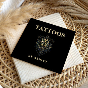 Carte De Visite Carré Tatouage Artiste Salon Tiger Animal sauvage Géomét