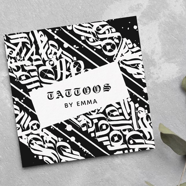 Carte De Visite Carré Tatouages De Votre Nom Calligraphie Exotique Antiq (Créateur téléchargé)