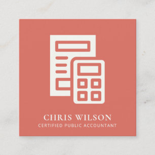 CARTE DE VISITE CARRÉ TAXE COMPTABLE DE L'ICÔNE DE CALCUL MODERNE TOMAT