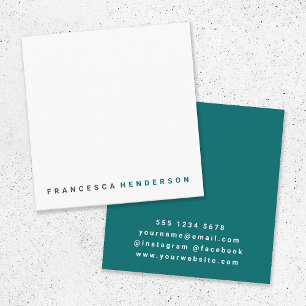 Carte De Visite Carré Teal Green Trendy Minimum Simple