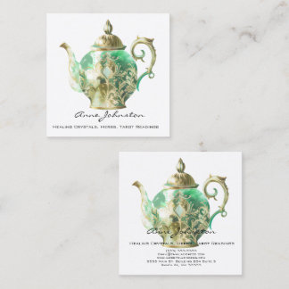 Carte De Visite Carré Teapot vert à la menthe