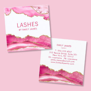 Carte De Visite Carré Tendance moderne rose Agate Lash Extensions Beauté