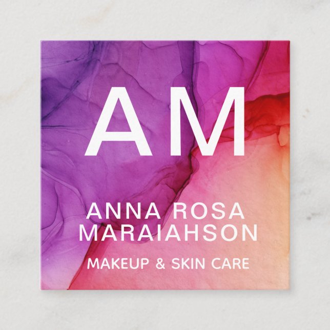 Carte De Visite Carré *~* Tendance Ombre Abstrait Artsy QR LOGO PHOTO (Devant)