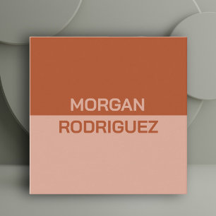 Carte De Visite Carré Teracotta en cuivre orange neutre minimaliste