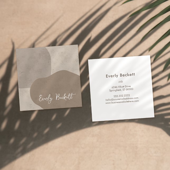 Carte De Visite Carré Terme Texturé Abstrait Taupe moderne (Créateur téléchargé)