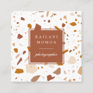 Carte De Visite Carré Terra-cotta Terrazzo Motif moderne