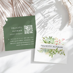 Carte De Visite Carré Terrarium Code QR botanique