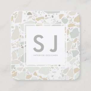 Carte De Visite Carré Terrazzo Texture Simple Moderne Designer Intérieur