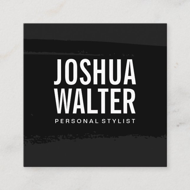 Carte De Visite Carré Texte simple en gras noir brossé (Devant)